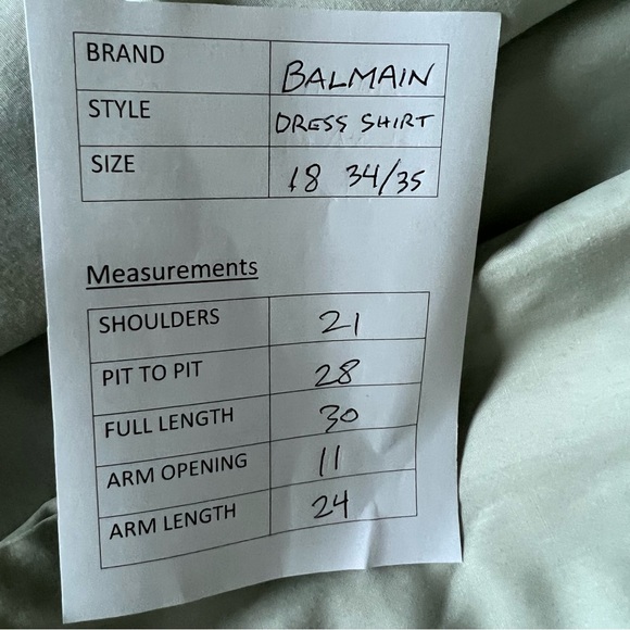 BALMAIN Paris Men’s Long Sleeves Dress Shirt Size L - Picture 5 of 5